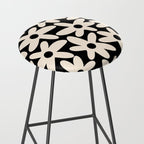 Daisy Time Retro Scandinavian Floral Pattern Black Almond Cream Stool Gallery Image 2