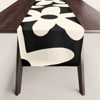 Daisy Time Retro Scandinavian Floral Pattern Black Almond Cream Table Runner Gallery Image 1