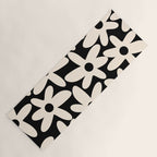 Daisy Time Retro Scandinavian Floral Pattern Black Almond Cream Yoga Mat Gallery Image 1