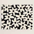 Daisy Time Retro Scandinavian Floral Pattern Black Almond Cream Jigsaw Puzzle Gallery Image 1
