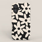 Daisy Time Retro Scandinavian Floral Pattern Black Almond Cream iPhone Case Gallery Image 1