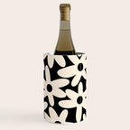Daisy Time Retro Scandinavian Floral Pattern Black Almond Cream Wine Chiller Gallery Image 3