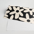 Daisy Time Retro Scandinavian Floral Pattern Black Almond Cream Wrapping Paper Gallery Image 2