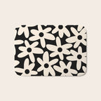 Daisy Time Retro Scandinavian Floral Pattern Black Almond Cream Bath Mat Gallery Image 1