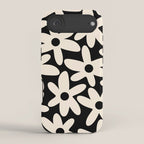 Daisy Time Retro Scandinavian Floral Pattern Black Almond Cream iPhone Case Gallery Image 2