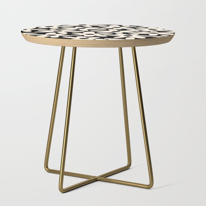Daisy Time Retro Scandinavian Floral Pattern Black Almond Cream Side Table Gallery Image 1