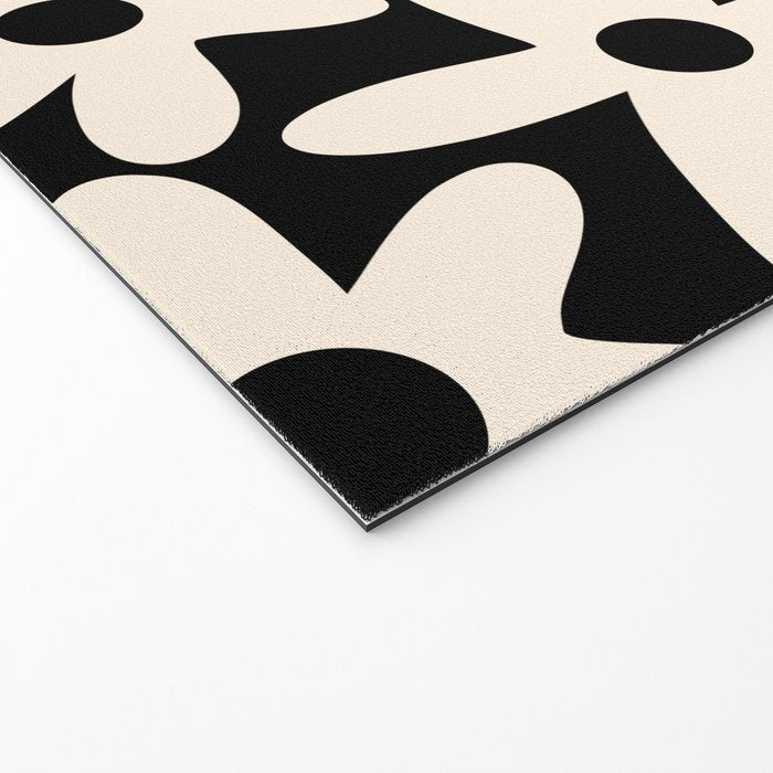 Daisy Time Retro Scandinavian Floral Pattern Black Almond Cream Welcome Mat Gallery Image 2