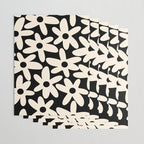Daisy Time Retro Scandinavian Floral Pattern Black Almond Cream Wrapping Paper Gallery Image 3