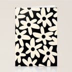 Daisy Time Retro Scandinavian Floral Pattern Black Almond Cream Stationery Card Gallery Image 2
