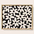 Daisy Time Retro Scandinavian Floral Pattern Black Almond Cream Serving Tray Gallery Image 1
