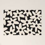 Daisy Time Retro Scandinavian Floral Pattern Black Almond Cream Welcome Mat Gallery Image 1