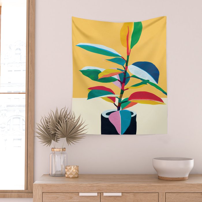 Colorful Ficus 4 Wall Tapestry Gallery Image 2