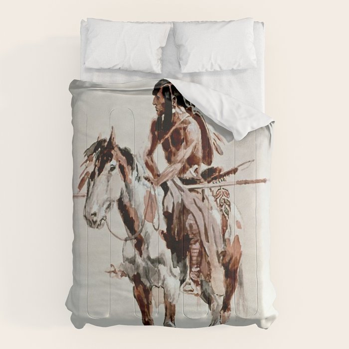 âPowderfaceâ Western Art by Charles M Russell Comforter Gallery Image 6