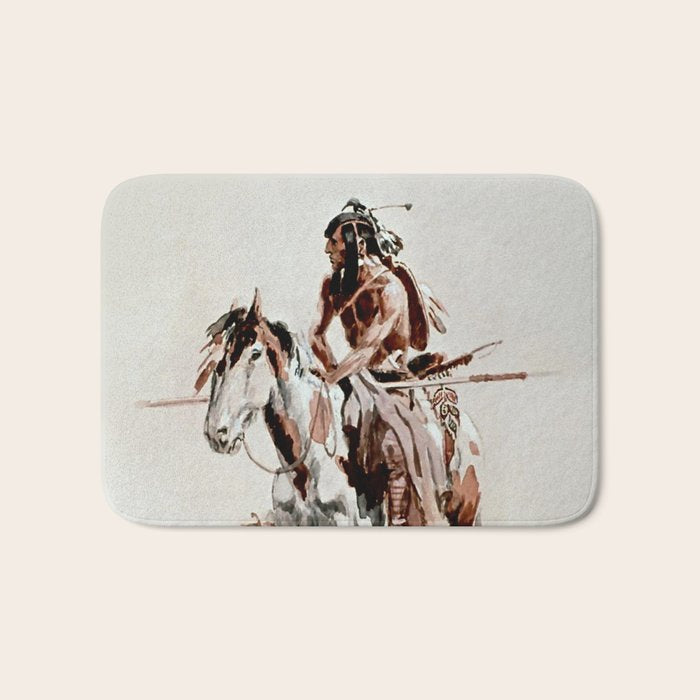âPowderfaceâ Western Art by Charles M Russell Bath Mat Gallery Image 1