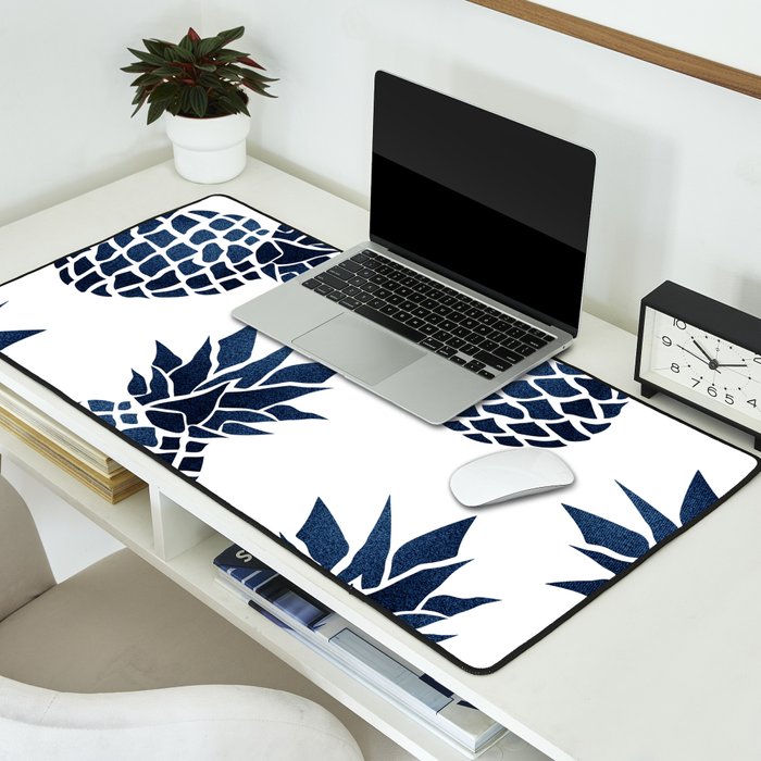 Pineapple Blue Denim Desk Mat Gallery Image 2