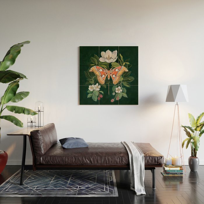 Atlas Moth Magnolia Wood Wall Art Gallery Image 2