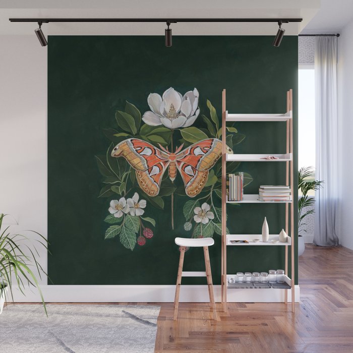 Atlas Moth Magnolia Wall Mural Gallery Image 1