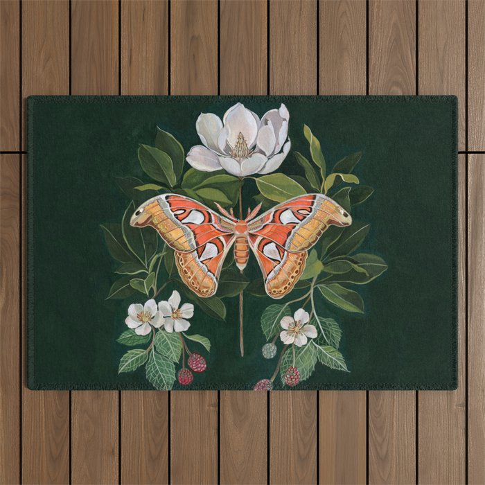Atlas Moth Magnolia Outdoor Rug Gallery Image 1