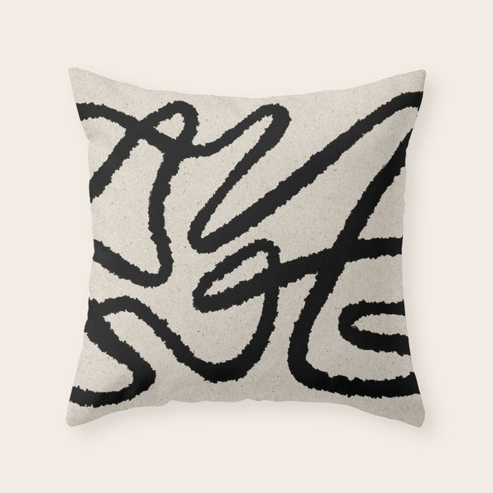 Line art abstract black 1 Throw Pillow Gallery Image 1