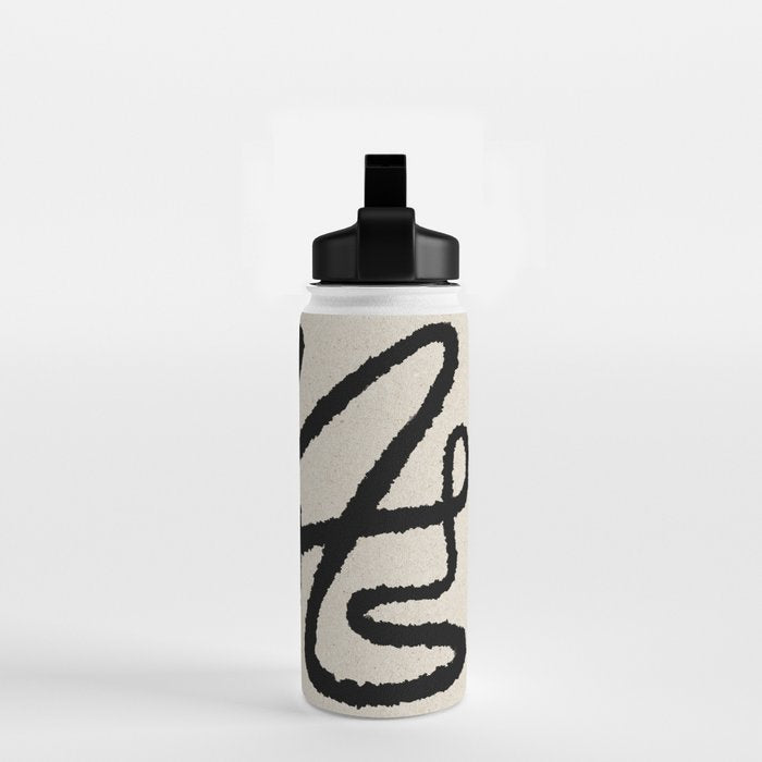 Line art abstract black 1 Water Bottle Gallery Image 2
