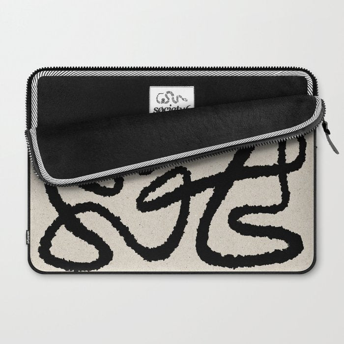 Line art abstract black 1 Laptop Sleeve Gallery Image 2