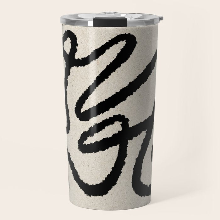 Line art abstract black 1 Travel Mug Gallery Image 1