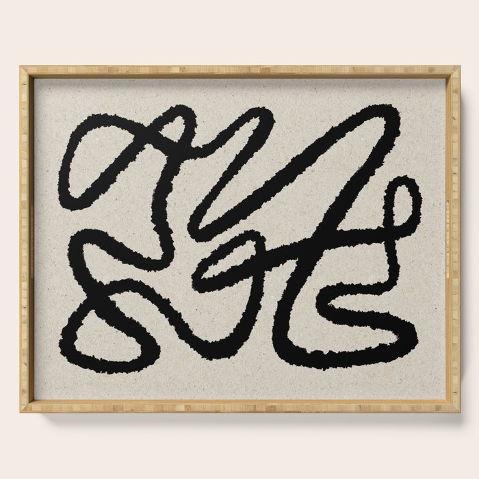 Line art abstract black 1 Serving Tray Gallery Image 1