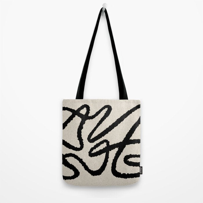 Line art abstract black 1 Tote Bag Gallery Image 2