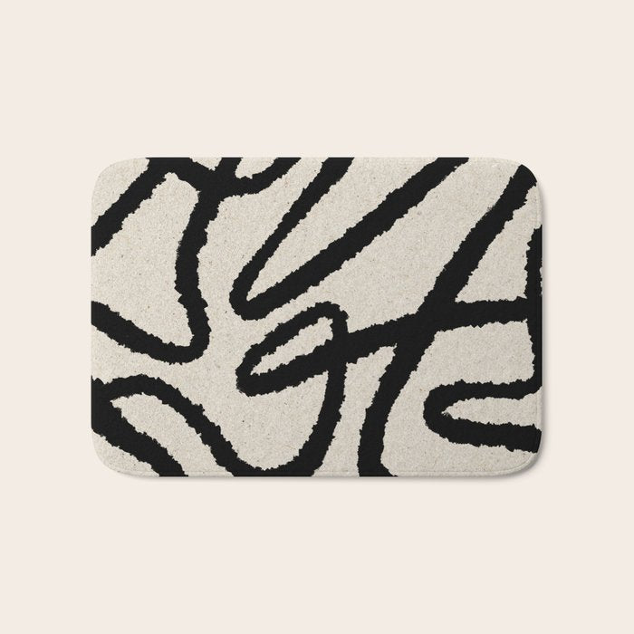 Line art abstract black 1 Bath Mat Gallery Image 1