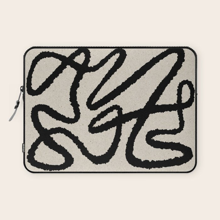Line art abstract black 1 Laptop Sleeve Gallery Image 1