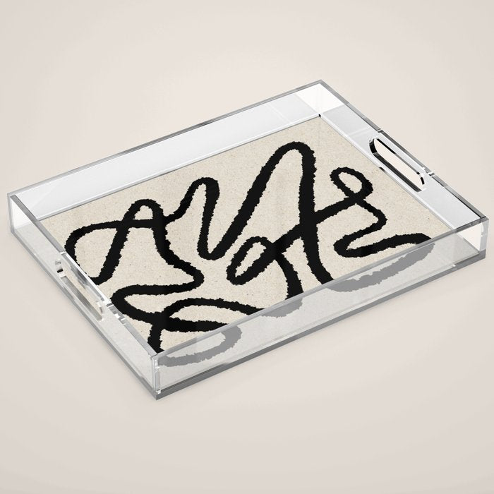 Line art abstract black 1 Acrylic Tray Gallery Image 1