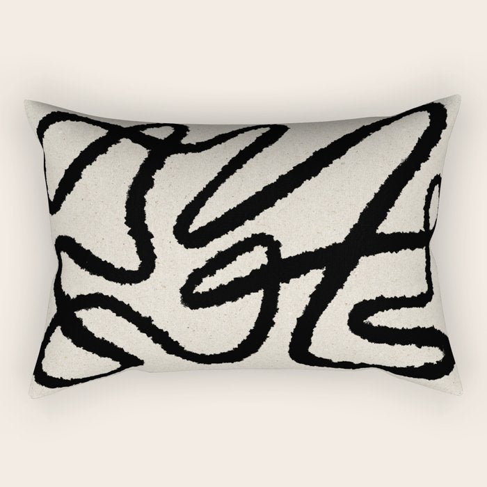 Line art abstract black 1 Rectangular Pillow Gallery Image 2