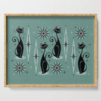 Mid Century Cats and Clocks -Spearmint Custom©studioxtine Serving Tray Gallery Image 1