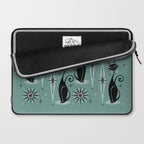 Mid Century Cats and Clocks -Spearmint Custom©studioxtine Laptop Sleeve Gallery Image 2