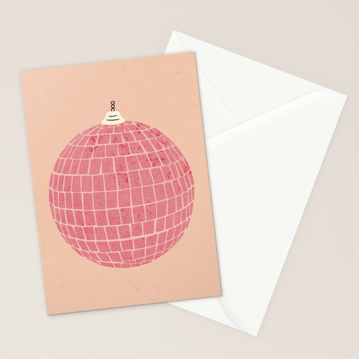 Disco Ball in Pink Stationery Card Gallery Image 2