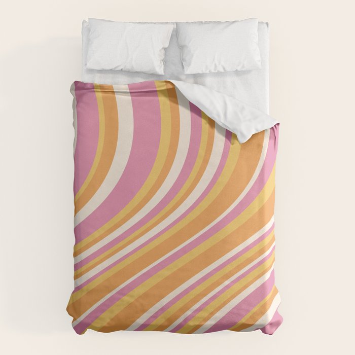 Wavy Stripes XXV - Pink Orange Yellow Duvet Cover Gallery Image 6
