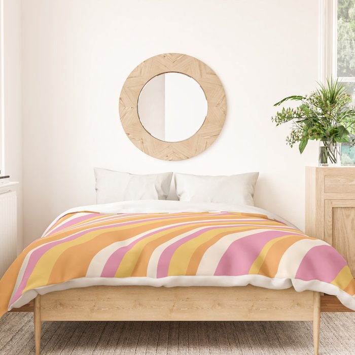 Wavy Stripes XXV - Pink Orange Yellow Duvet Cover Gallery Image 3