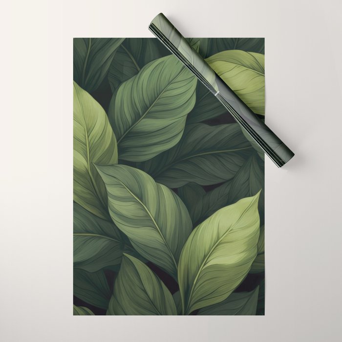 Lush Green Leaf Serenity Calm Garden Vibes Wrapping Paper Gallery Image 1