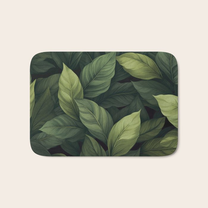 Lush Green Leaf Serenity Calm Garden Vibes Bath Mat Gallery Image 1
