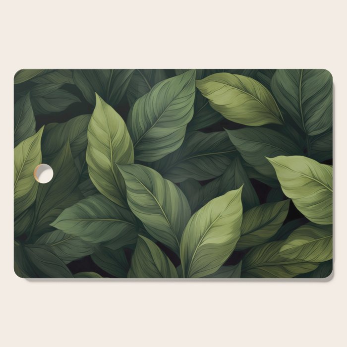 Lush Green Leaf Serenity Calm Garden Vibes Cutting Board Gallery Image 1
