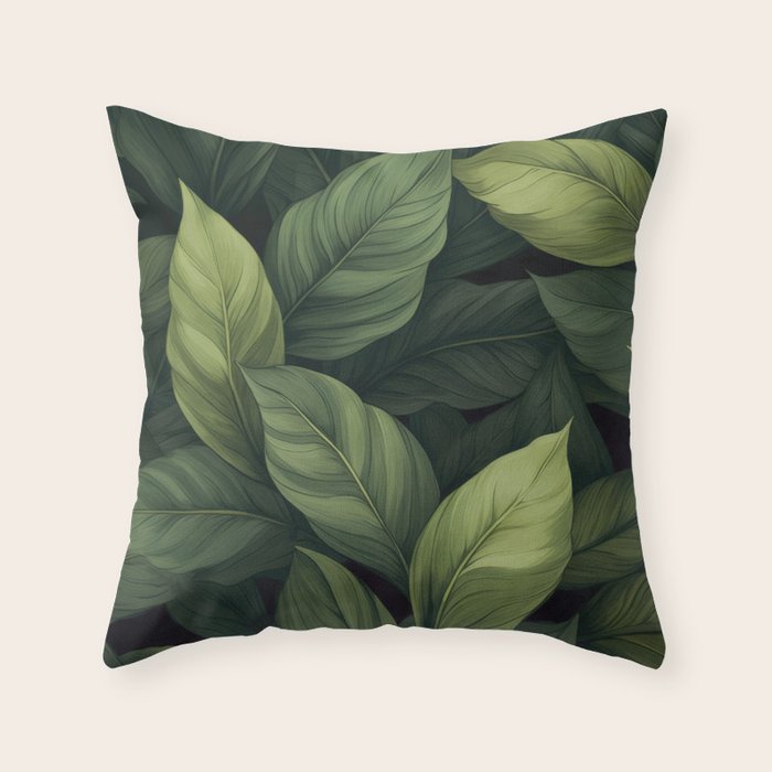 Lush Green Leaf Serenity Calm Garden Vibes Throw Pillow Gallery Image 6