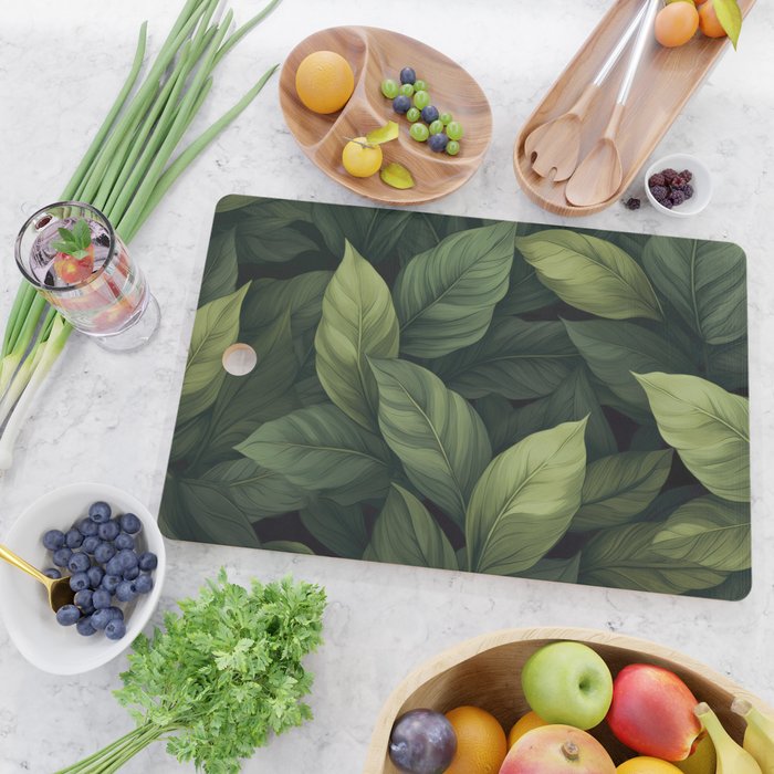 Lush Green Leaf Serenity Calm Garden Vibes Cutting Board Gallery Image 2