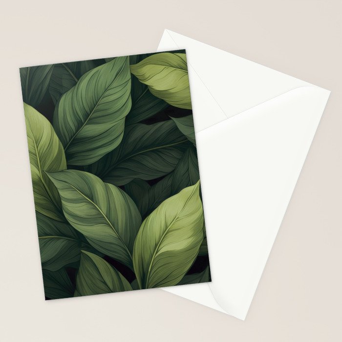 Lush Green Leaf Serenity Calm Garden Vibes Stationery Card Gallery Image 2