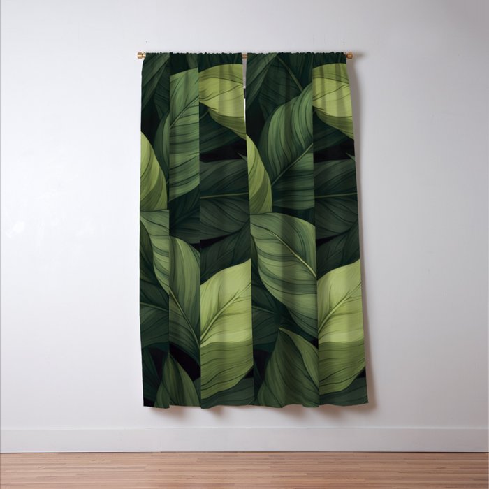 Lush Green Leaf Serenity Calm Garden Vibes Window Curtain Gallery Image 3