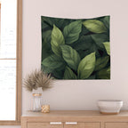 Lush Green Leaf Serenity Calm Garden Vibes Wall Tapestry Gallery Image 2