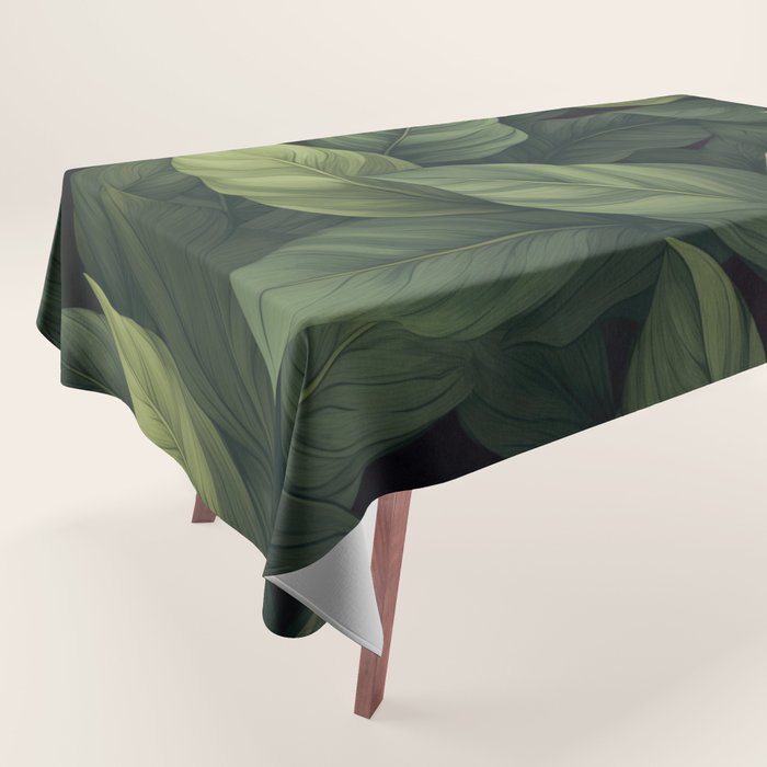 Lush Green Leaf Serenity Calm Garden Vibes Tablecloth Gallery Image 1