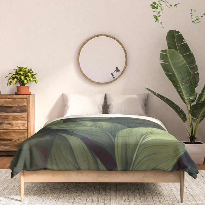 Lush Green Leaf Serenity Calm Garden Vibes Comforter Gallery Image 3