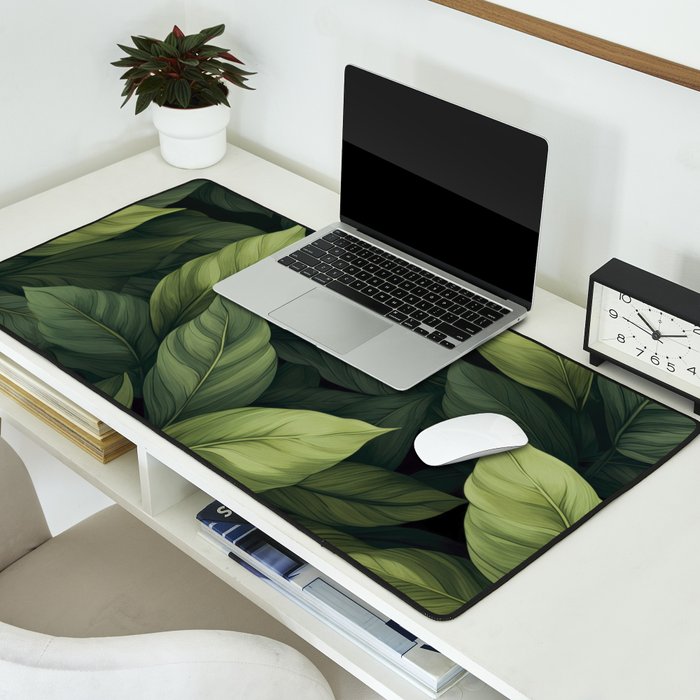 Lush Green Leaf Serenity Calm Garden Vibes Desk Mat Gallery Image 2
