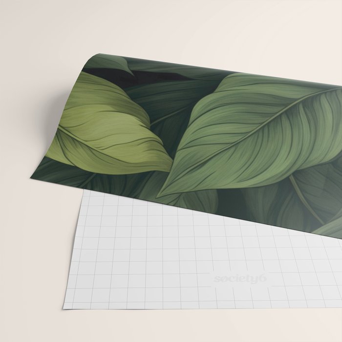Lush Green Leaf Serenity Calm Garden Vibes Wrapping Paper Gallery Image 2