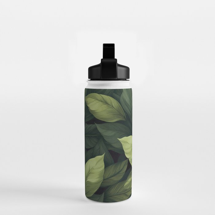 Lush Green Leaf Serenity Calm Garden Vibes Water Bottle Gallery Image 2